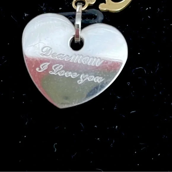 PAGODA Stainless Steel /14k Gold Diamond“Mother Child Heart Pendant NWOT! - Picture 2 of 4